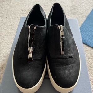 Vince Black Leather Sneakers with White Soles
